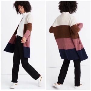 Madewell Kent Striped Cardigan Wool Blend Sweater Coziest Yarn